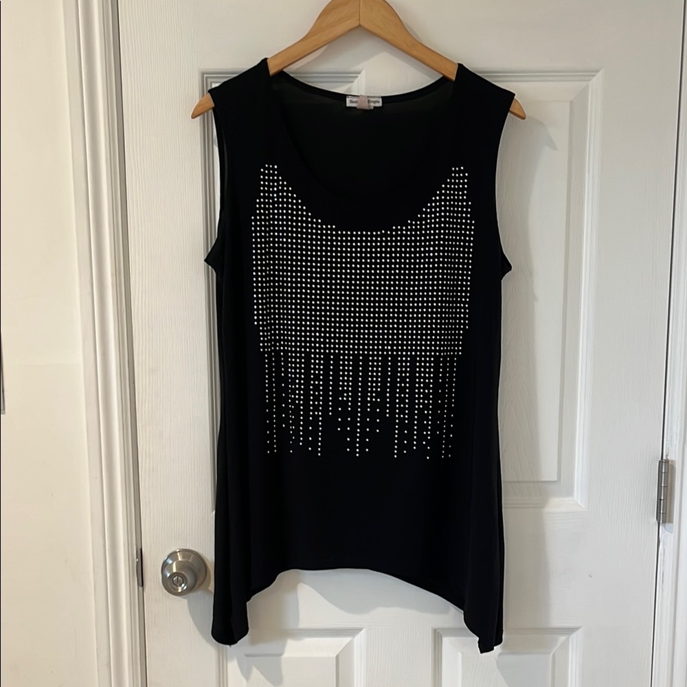 Bleeker & McDougal Black Sleeveless Top with Silver Accents Sz XL